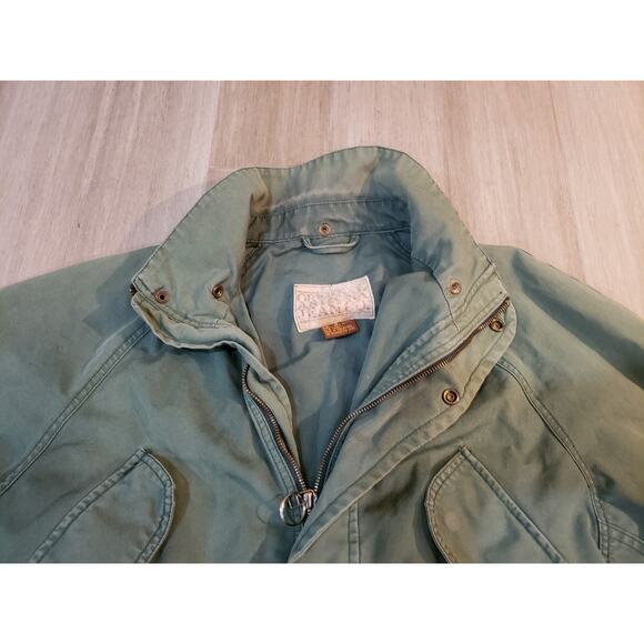 Vintage 90's Arizona Jean Company Green Barn Jacket Military Style Cotton Medium - Picture 6 of 7